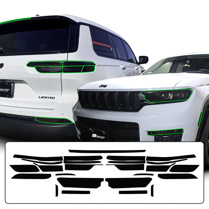 Headlight Taillight Precut Smoked PPF Tint Kit Film Overlay Fits Jeep Grand Cherokee 2022 - 2025 - Bogar Tech Designs