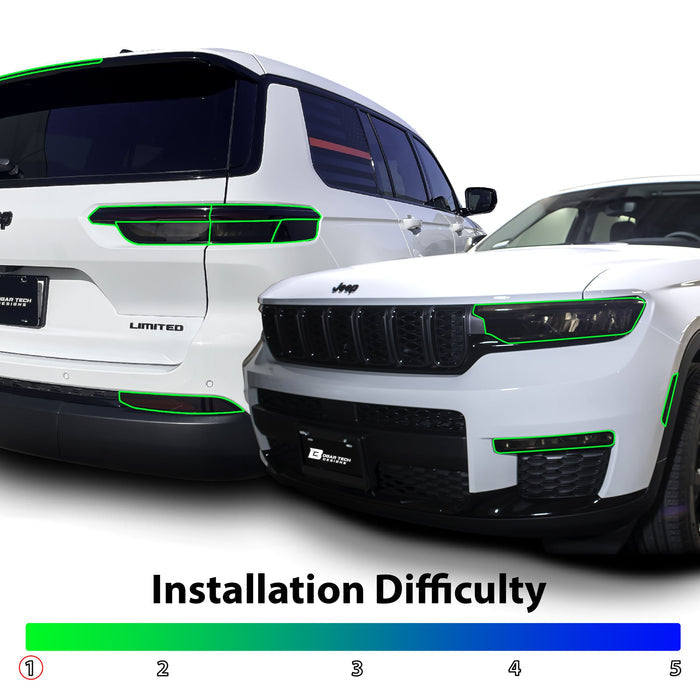 Headlight Taillight Precut Smoked PPF Tint Kit Film Overlay Fits Jeep Grand Cherokee 2022 - 2025 - Bogar Tech Designs