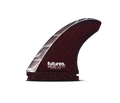 JJF Scimitar Vapor Core large thruster surfboard fins red Futures setup.