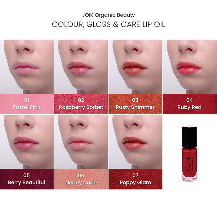 JOIK Organic Colour, Gloss & Care Lip Oil Sävyttävä Huuliöljy 4,5ml - 04 Ruby Red