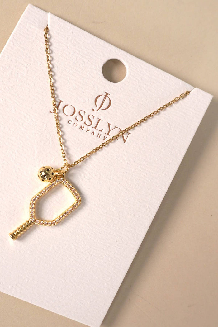 JOSSLYN by Wall to Wall - 18K STAINLESS STEEL GAMEDAY PICKLEBALL NECKLACE: Gold