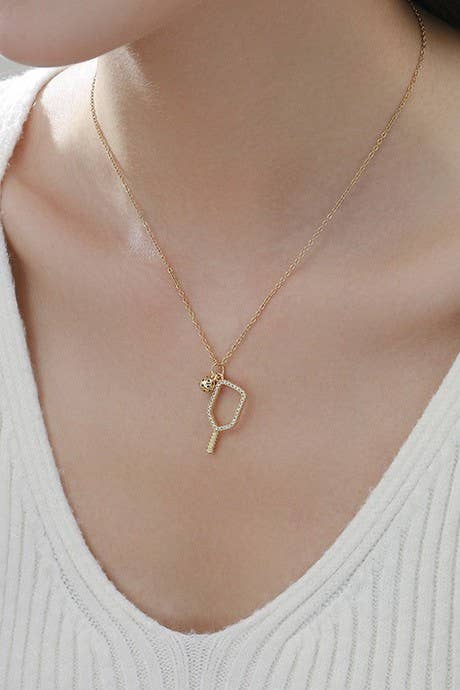 JOSSLYN by Wall to Wall - 18K STAINLESS STEEL GAMEDAY PICKLEBALL NECKLACE: Gold