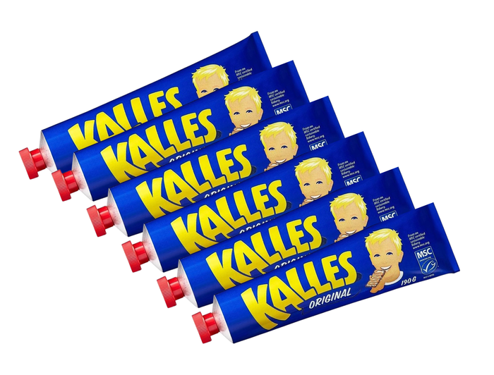 6 x Kalles Kaviar Original 190g tubes – Swedish creamed smoked cod roe spread, MSC-certified, made in Sweden since 1954
