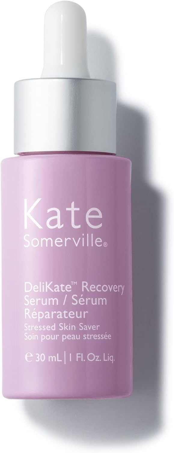 Kate Somerville DeliKate Recovery Serum 30ml bottle with dropper, skincare product for calming and restoring skin.