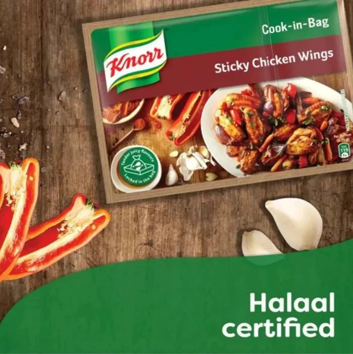 Knorr Cook-in-Bag Sticky Chicken Wings 35g seasoning mix with roasting bag for easy, flavourful cooking