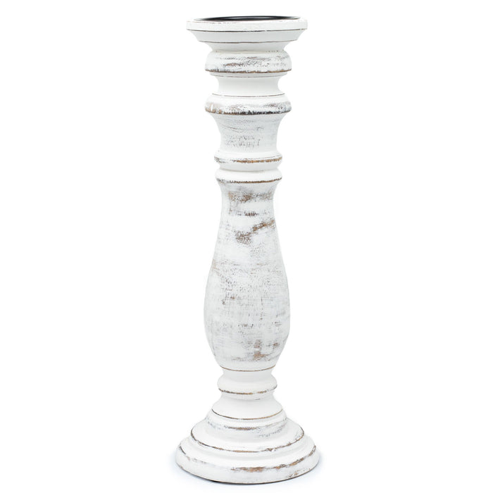 Large Classic Candle Stand Whitewash Natural Wood Grain
