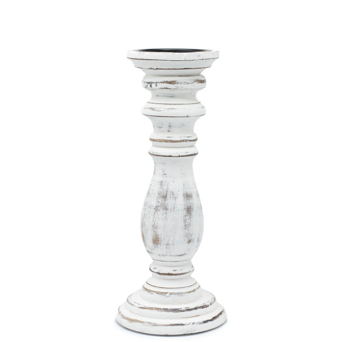 Large Classic Candle Stand Whitewash Natural Wood Grain