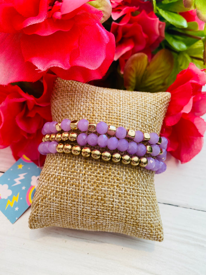 Lavender Fields Beaded Bracelet Stack