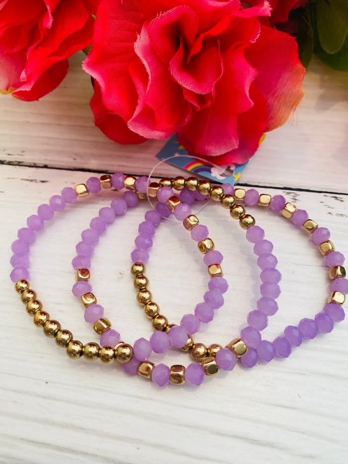 Lavender Fields Beaded Bracelet Stack