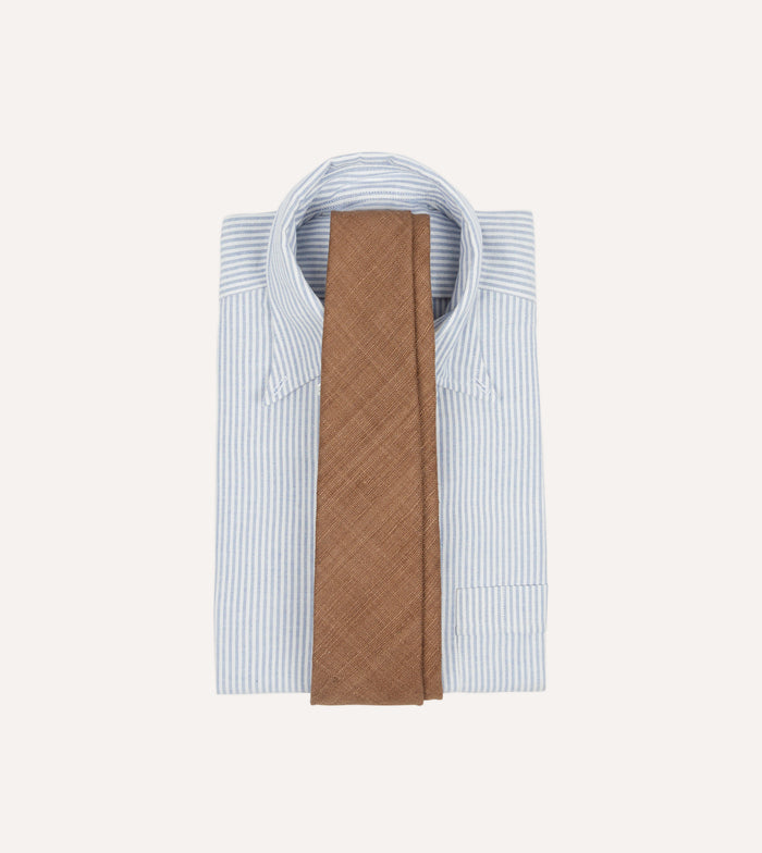 Light Brown Tussah Hand Rolled Silk Tie