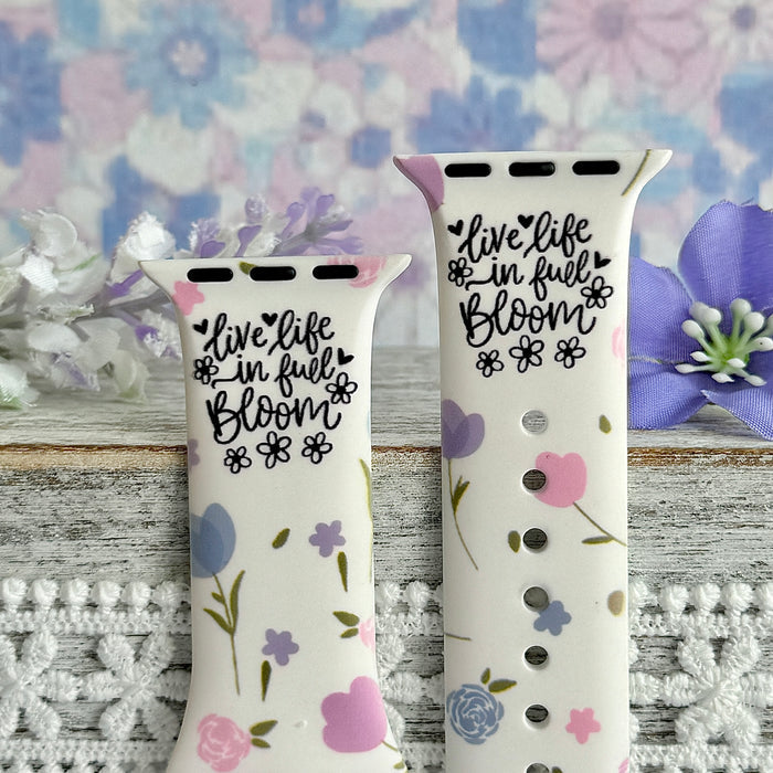 Lilac Meadows Print Silicone Band For Apple Watch
