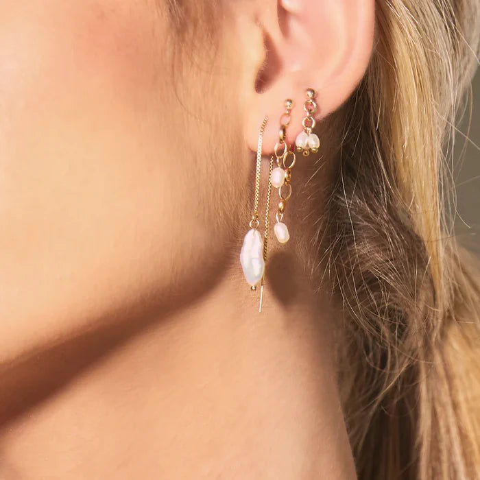 LILY TRIPLE PEARL EARRING | Gold - Darling & Domain