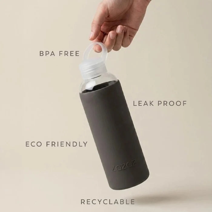 Pursip Borosilicate Glass Water Bottle with Silicone Sleeve – 500ml