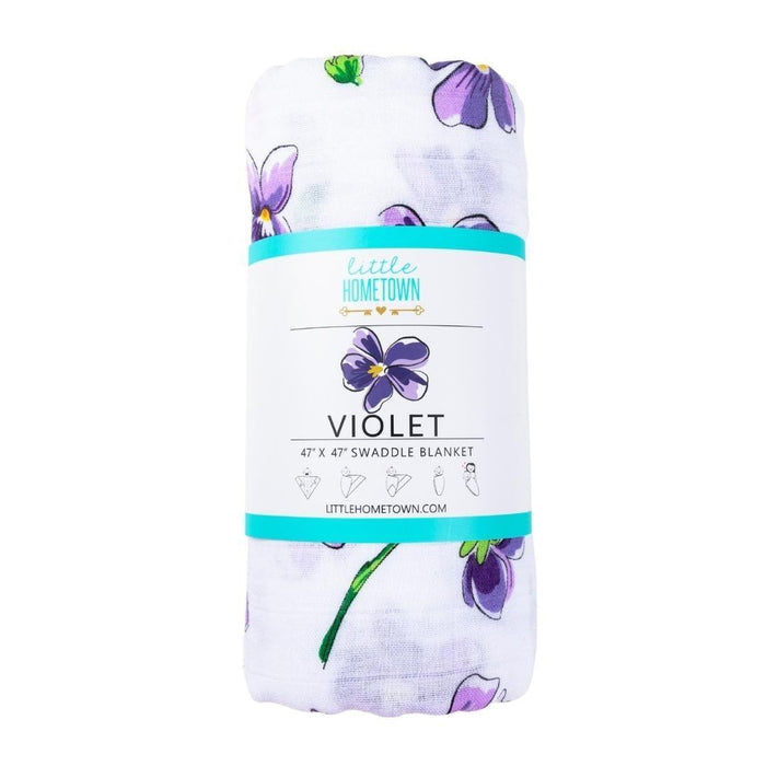 Little Hometown Muslin Swaddle Blanket: Violet