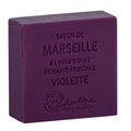 Purple Marseille soap bar with text on a white background