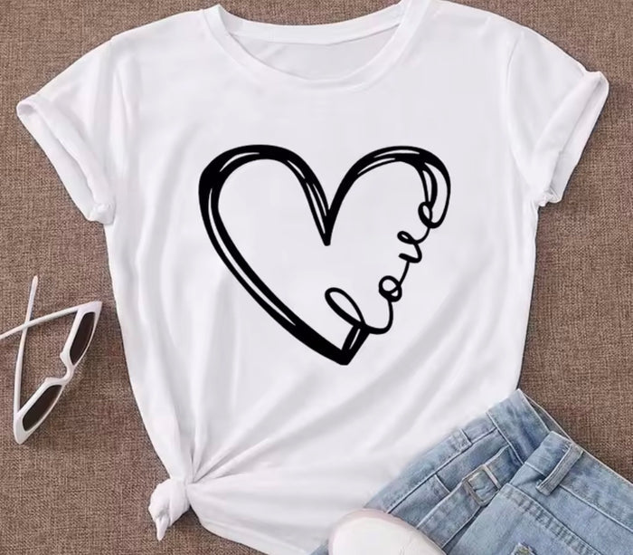 Love Heart Print T-Shirt