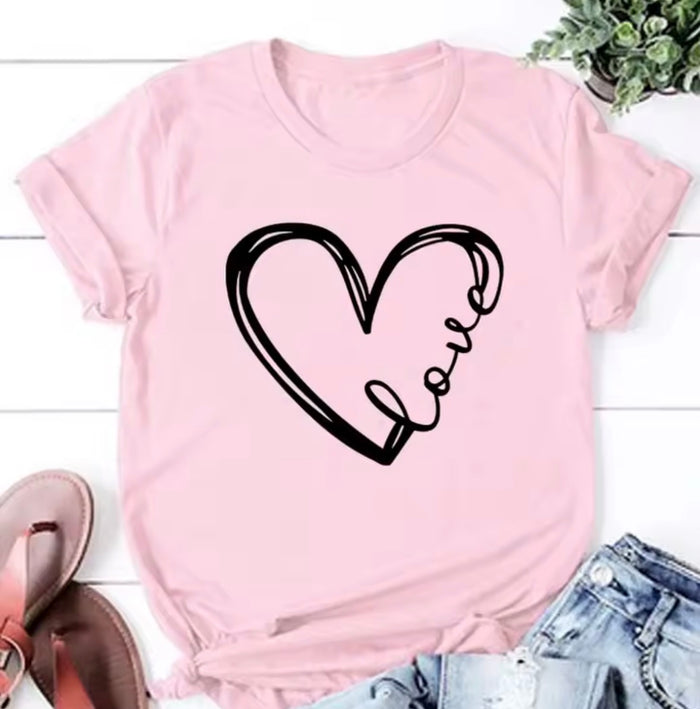 Love Heart Print T-Shirt