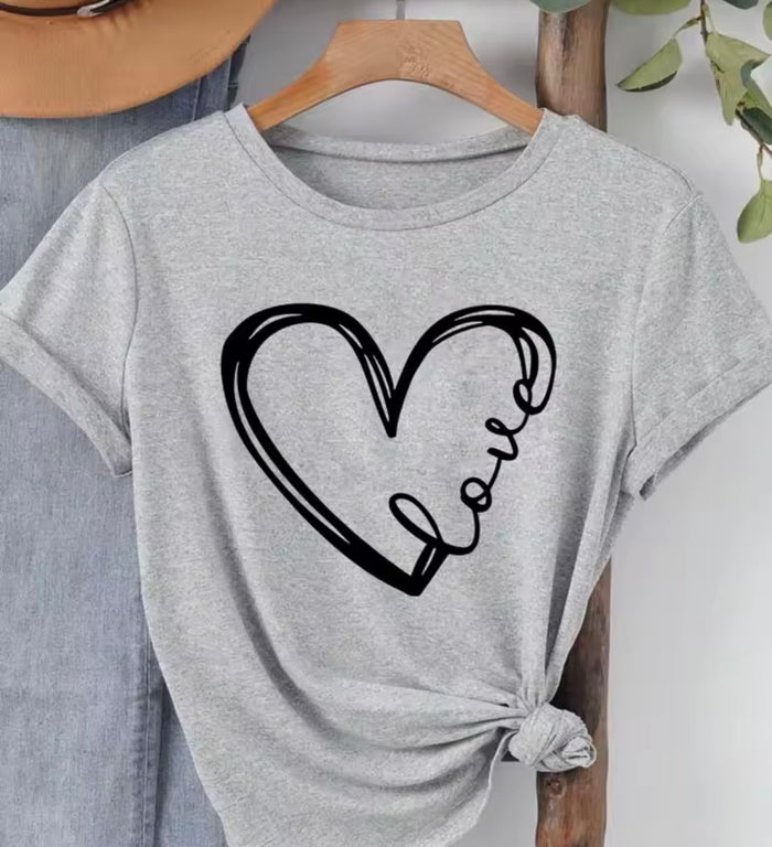 Love Heart Print T-Shirt