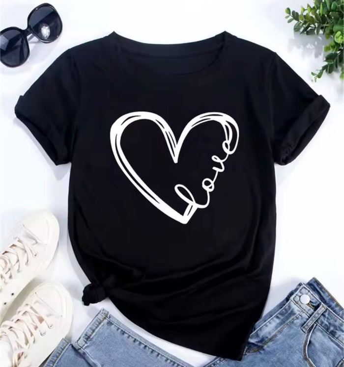 Love Heart Print T-Shirt