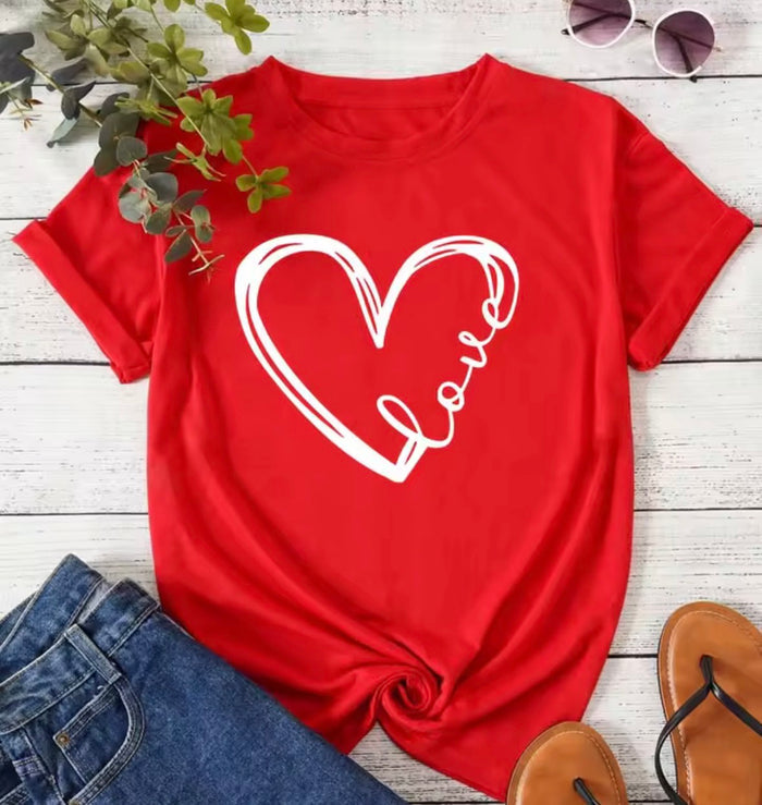 Love Heart Print T-Shirt