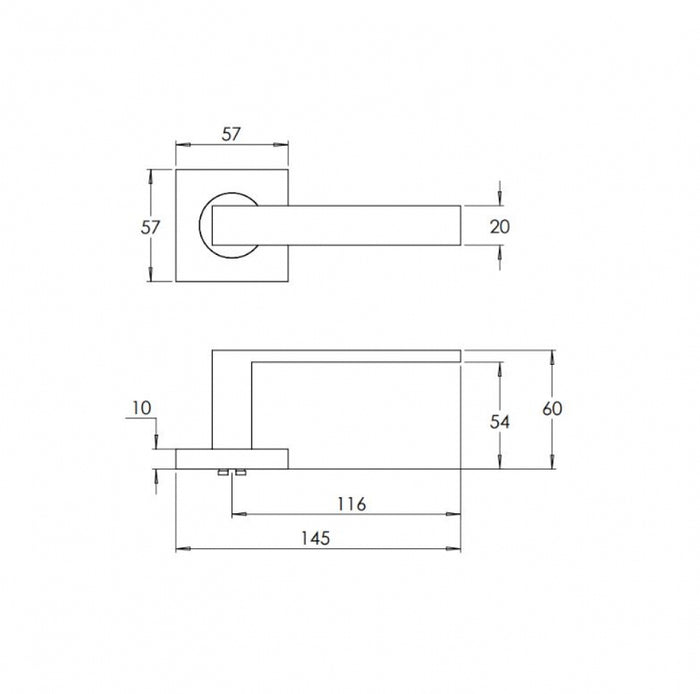 Madinoz Leverset Coastal L100Z Door Handle Square Rose Pair