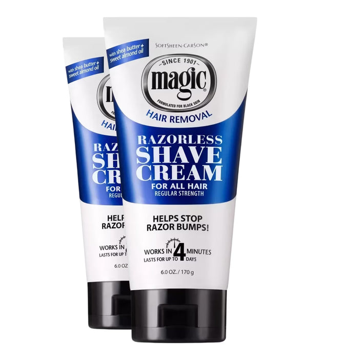 Magic Shave Razorless Shaving Cream, Normal Beard Maintenance - 6 oz - 2 Pack - Open Box
