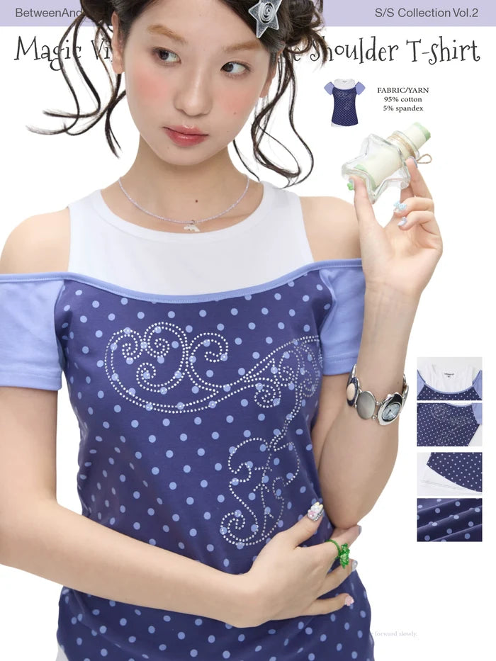 Magic vine fake two piece shoulder t-shirt