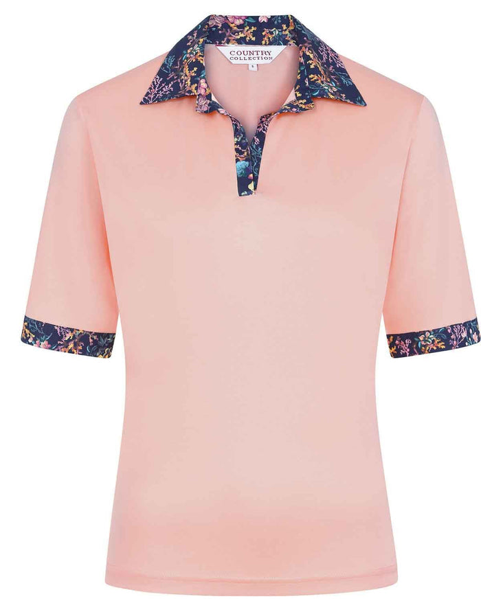 Marcie Cotton Trimmed Short Sleeve Polo Top - Image 2 - Country Collection