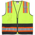 MCR Safety Luminator ANSI Class 2 Solid Front/Mesh Back Safety Vests, Small, Lime/Black