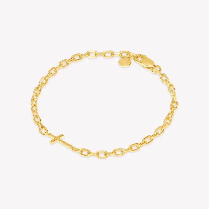 Mini Chain Breaker Cross Bracelet-Gold