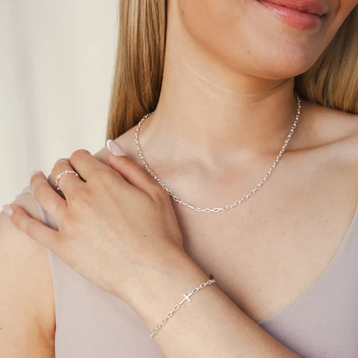 Mini Chain Breaker Cross Bracelet-Silver