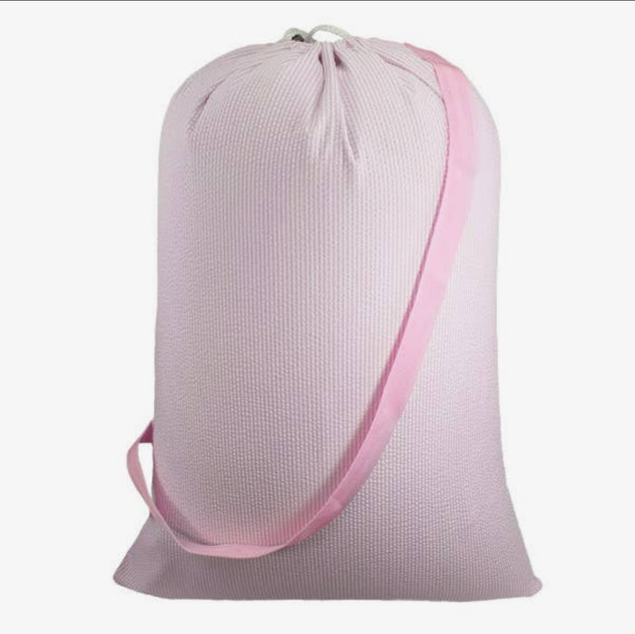 Mint Pink Seersucker Hold All Laundry Bag