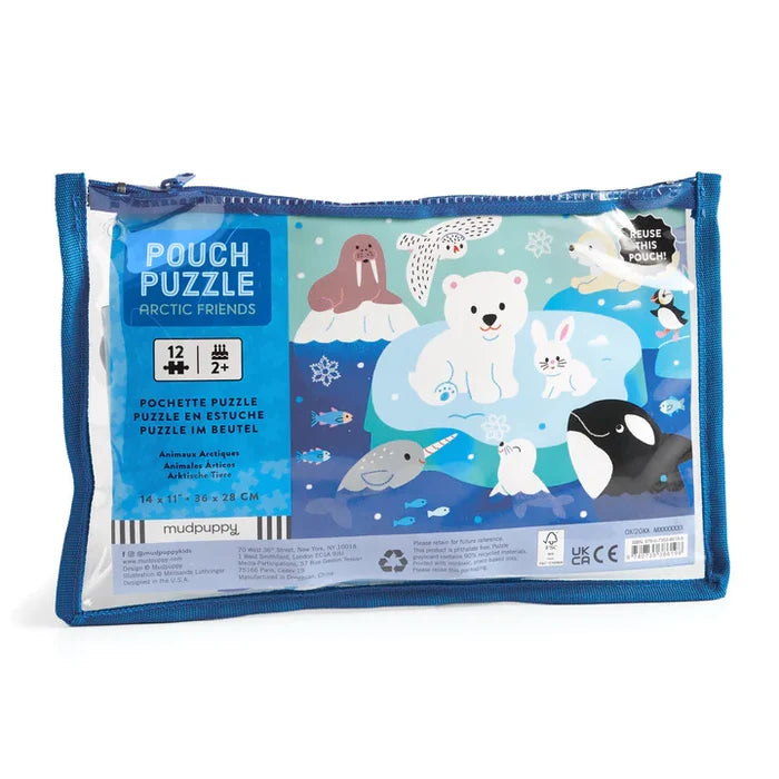 Mudpuppy Arctic Friends 12-Piece Pouch Puzzle