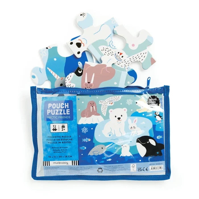 Mudpuppy Arctic Friends 12-Piece Pouch Puzzle