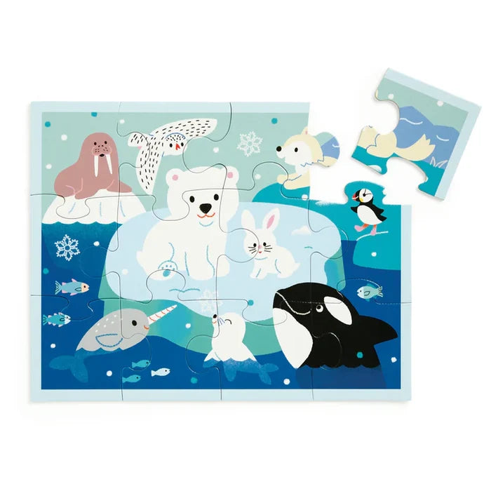 Mudpuppy Arctic Friends 12-Piece Pouch Puzzle