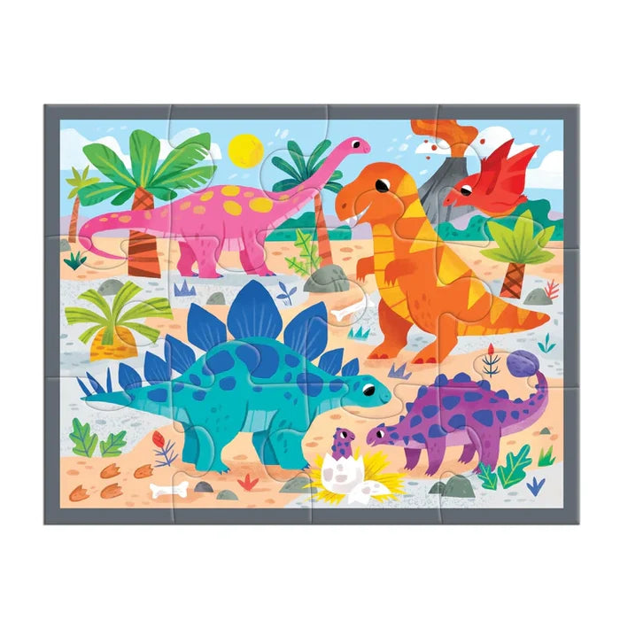 Mudpuppy Mighty Dinosaurs 12-Piece Pouch Puzzle
