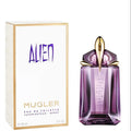 MUGLER Alien Eau de Toilette natural spray bottle, 60ml, featuring sleek design and elegant packaging for women.