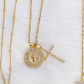 Necklace-Radiant Double Charm Religious Pendant