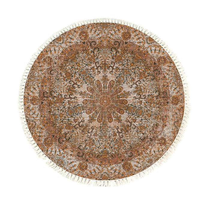 NNEAGS 120cm Mandala Pattern Circle Area Rugs for Living Room Lounge, Anti-slip Doormat, Home Decor