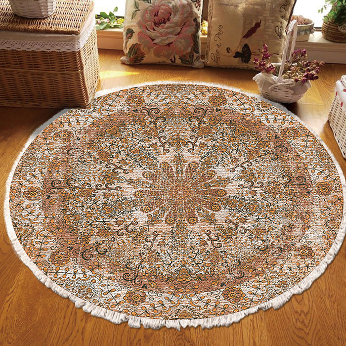 NNEAGS 120cm Mandala Pattern Circle Area Rugs for Living Room Lounge, Anti-slip Doormat, Home Decor