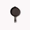 Overhead view of the No.4 Field Cast Iron Skillet on a white background, helper handle at top