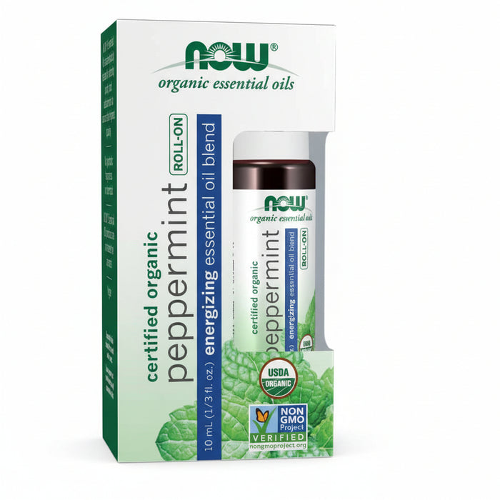 NOW: Peppermint Essential Oil Blend, Organic Roll-On