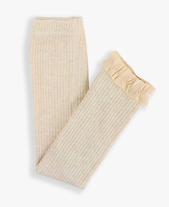 Oatmeal Rib Footless Ruffled Tights