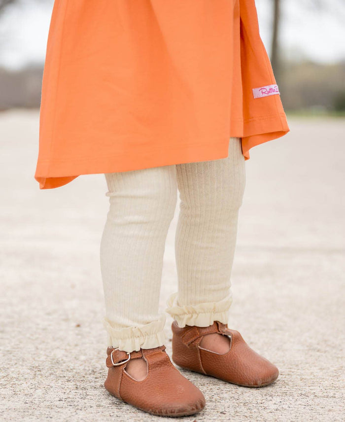 Oatmeal Rib Footless Ruffled Tights