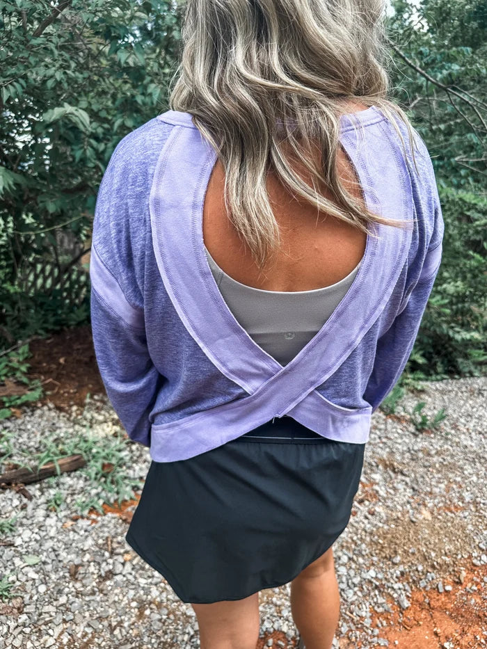OPEN BACK Active Pullover in Purple // ships in about a week
