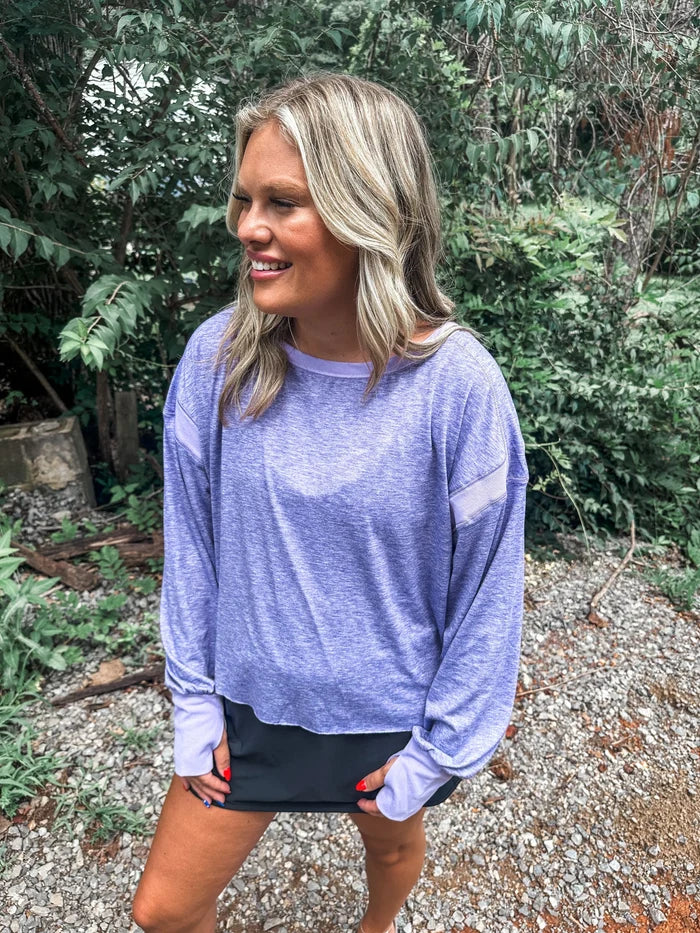 OPEN BACK Active Pullover in Purple // ships in about a week
