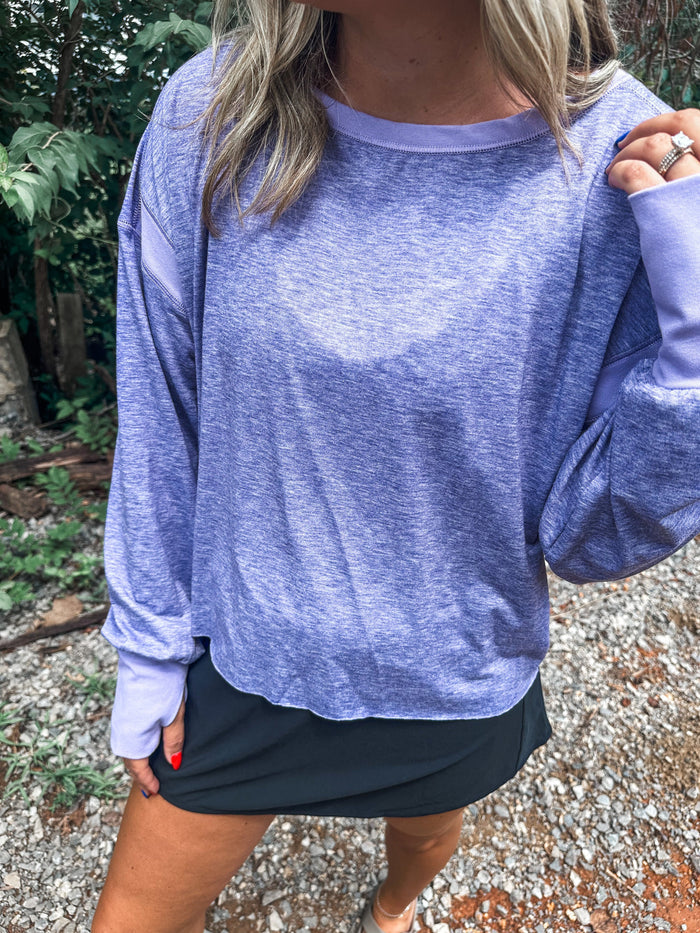 OPEN BACK Active Pullover in Purple // ships in about a week