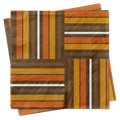 Orange and Brown Squares Retro Cocktail Beverage Napkin