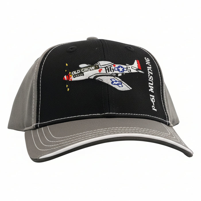 Gray and black cap with P-51 Mustang branding
