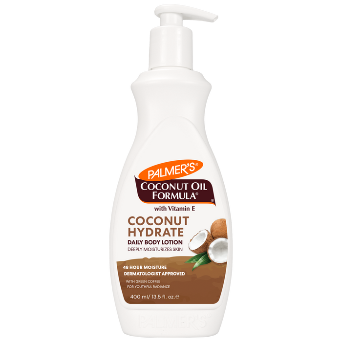 Palmer's Coconut Oil Formula daily body lotion bottle on a white background